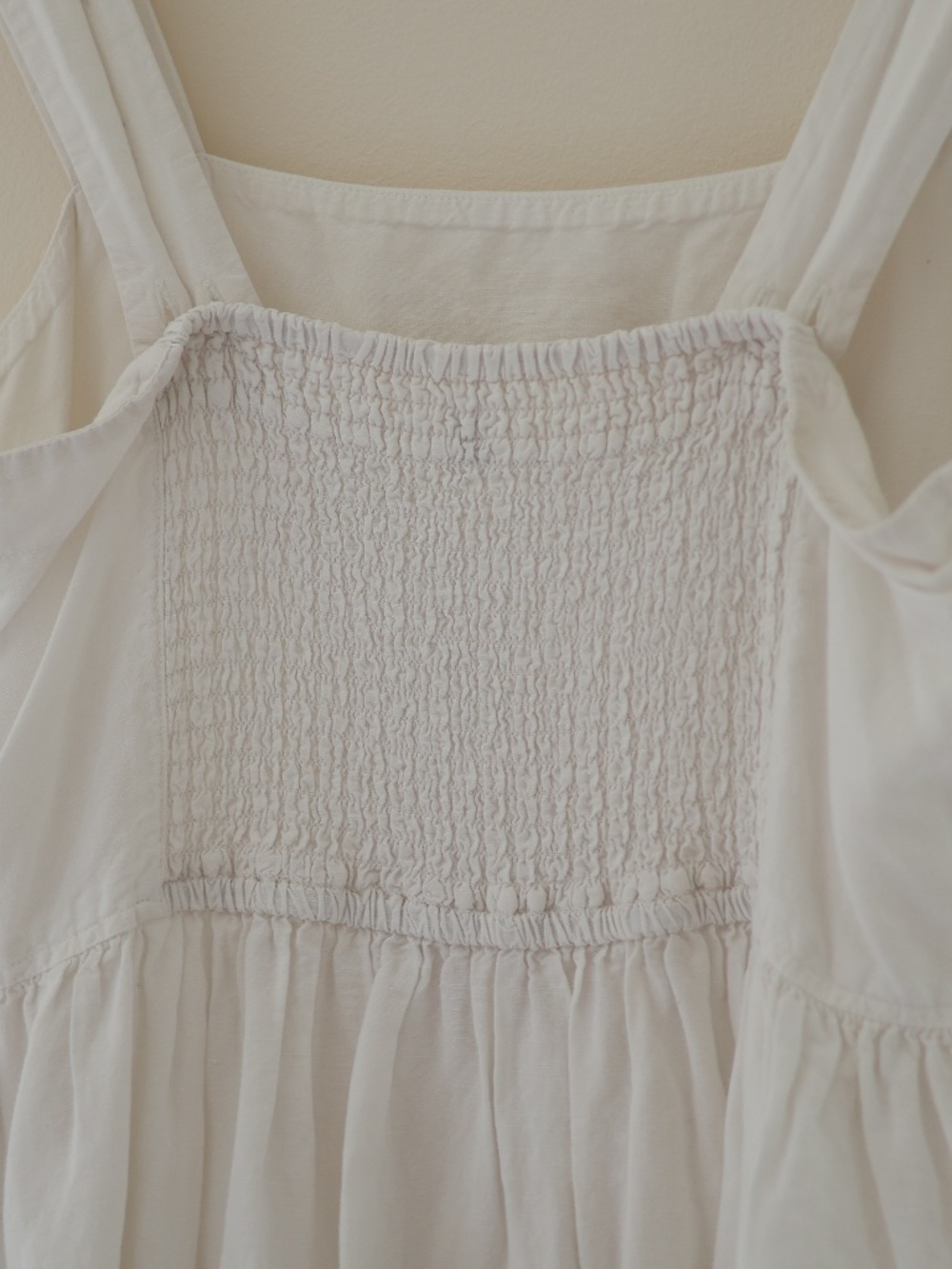 Uniqlo Linen Cotton Square Neck A Line Shirred Midi Dress White M Renfaire Flowy - Picture 5 of 9